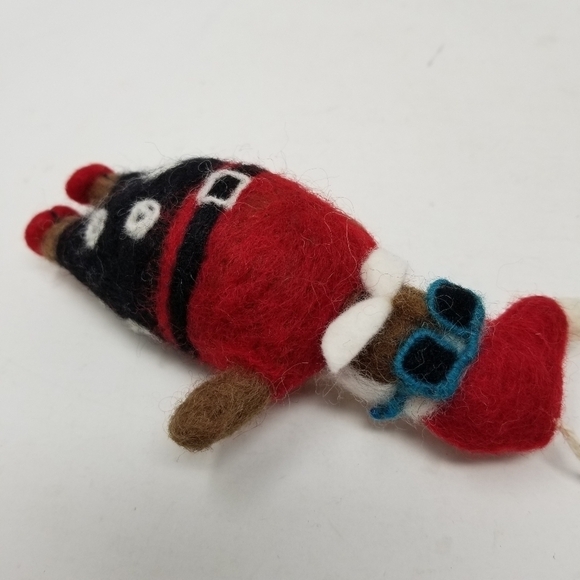 Felted Wool Cool Dressed Santa Holiday Christmas Tree Ornament Sunglasses Hippie - Picture 8 of 10